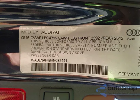 2017 Audi A4 2.0T Premium z USA, uszkodzony, nr VIN WAUENAF48HN032441